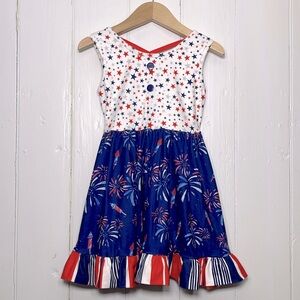 CHEEKY PLUM EUC Patriotic Firework Red White & Blue Dress